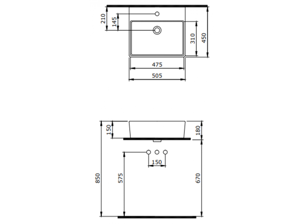 Milano lavabo 50x45cm, Dostupne boje: Beli-3