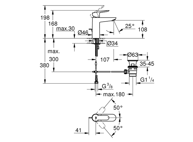Baterija za umivaonik BauEdge-2