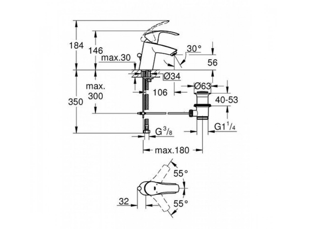 Baterija za lavabo sa podsklopom EuroSmart New-3