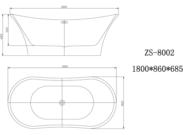 Samostojeća kada 8002 180x86x68cm-6