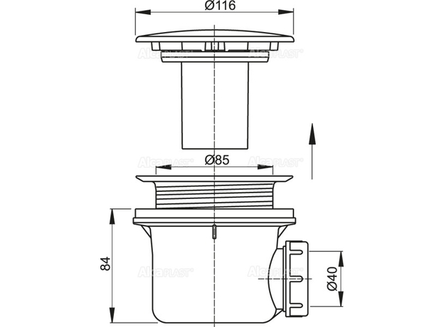 Sifon za tuš kadu A49CR Ø90 ALCA-2