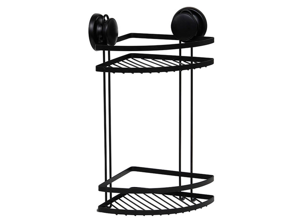 Ugaona polica Tendance – Crna, dvostruka, vakuum-