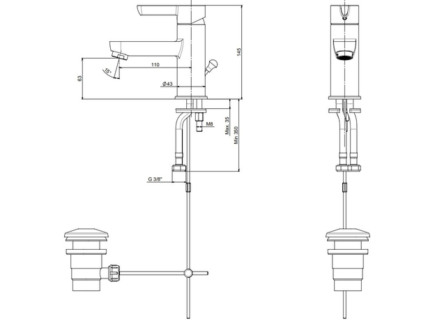 Baterija za lavabo sa podsklopom Saona, Modeli: Za lavabo-2
