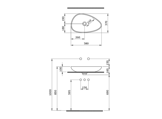 Etna lavabo 58x37cm, mat zlatni, Dostupne boje: Mat zlatni-4