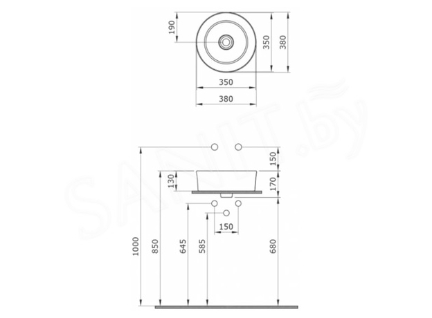 Vessel lavabo okrugli 38cm, mat crni, Dostupne boje: Mat crni-3