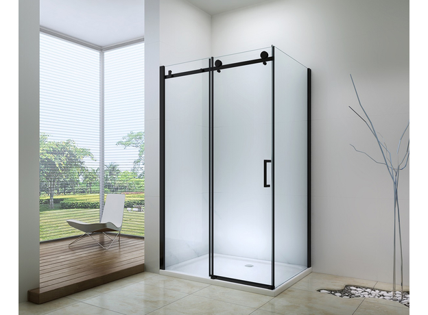 Tuš kabina EX801N Matt Black 80x100cm, Dimenzija: 80x100, Boja profila: Mat Crni, Vrsta stakla: Providno-