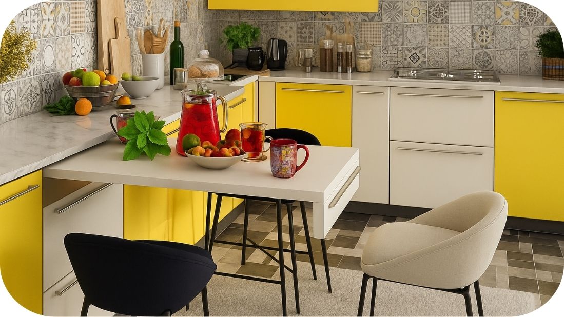 Topla kuhinja sa detaljima i biljkama