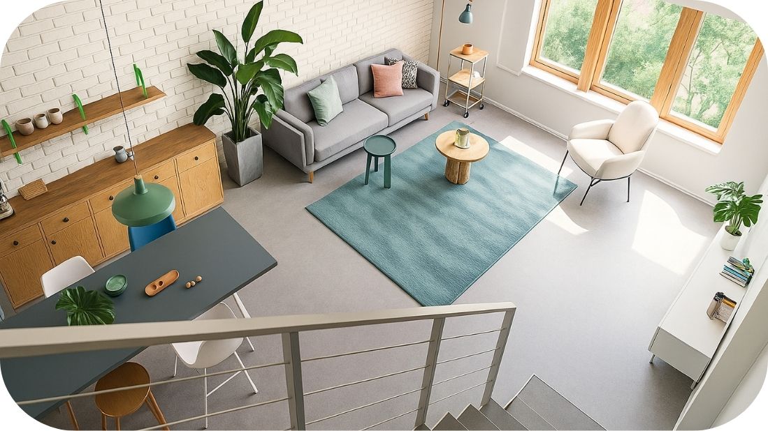 Trpezarija sa prirodnim svetlom i neutralnim tonovima