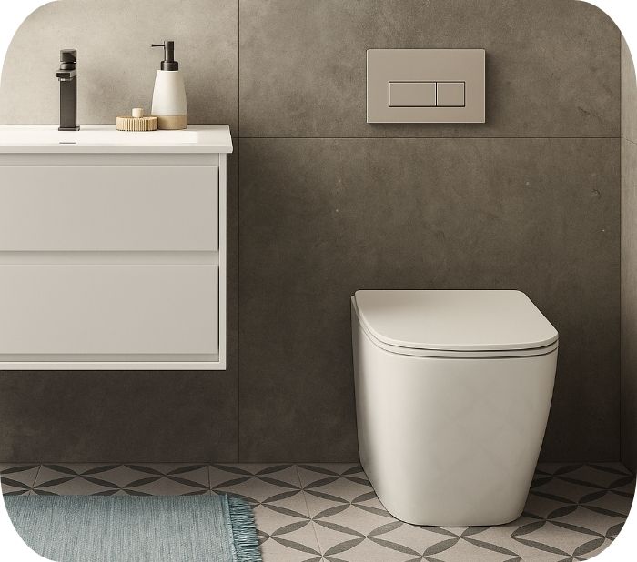 Ugradni vodokotlić sa modernom tipkom i minimalističkom WC šoljom