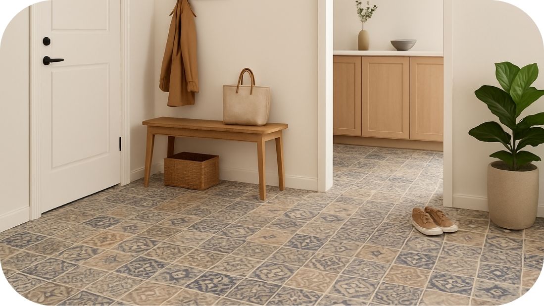 Ukrasne granitne pločice u hodniku i kuhinji porodičnog doma