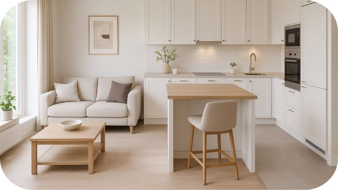 Uredna otvorena kuhinja sa integrisanim aparatima