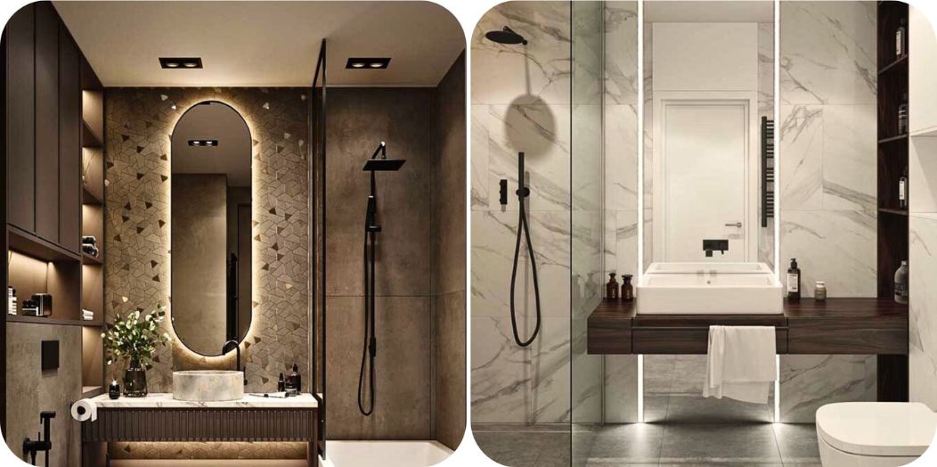 Vertikalno LED osvetljenje ogledala u kupatilu – kombinacija funkcionalnog i ambijentalnog svetla uz umivaonik