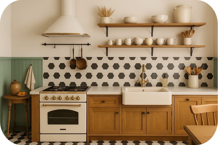 Vintage kuhinja sa heksagon pločicama