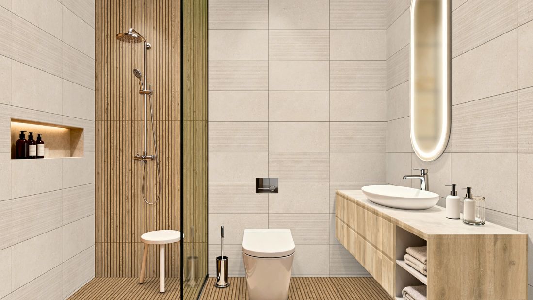 Void White 30x60 zidne pločice u kupatilu – prirodan kameni dezen i mat površina