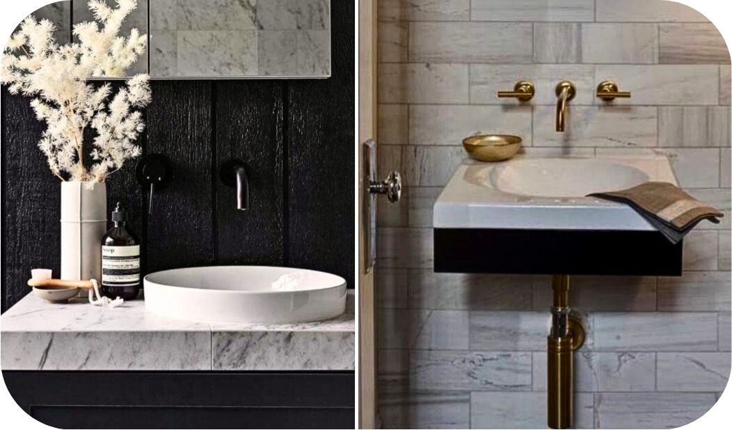 Zidne baterije za lavabo u modernom i klasičnom stilu, sa instalacijom skrivenom u zidu