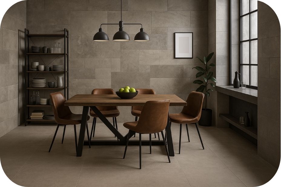 Zidne pločice u industrijskom stilu – moderan enterijer trpezarije