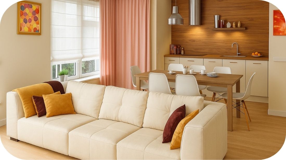 Zoniranje prostora između kuhinje i dnevne sobe